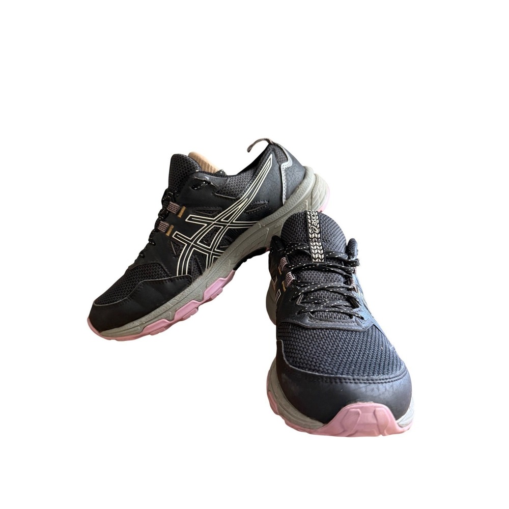 Asics Running Shoes Womens 8.5 Gel-Venture 8 Black Pink Trail Sneakers EUC